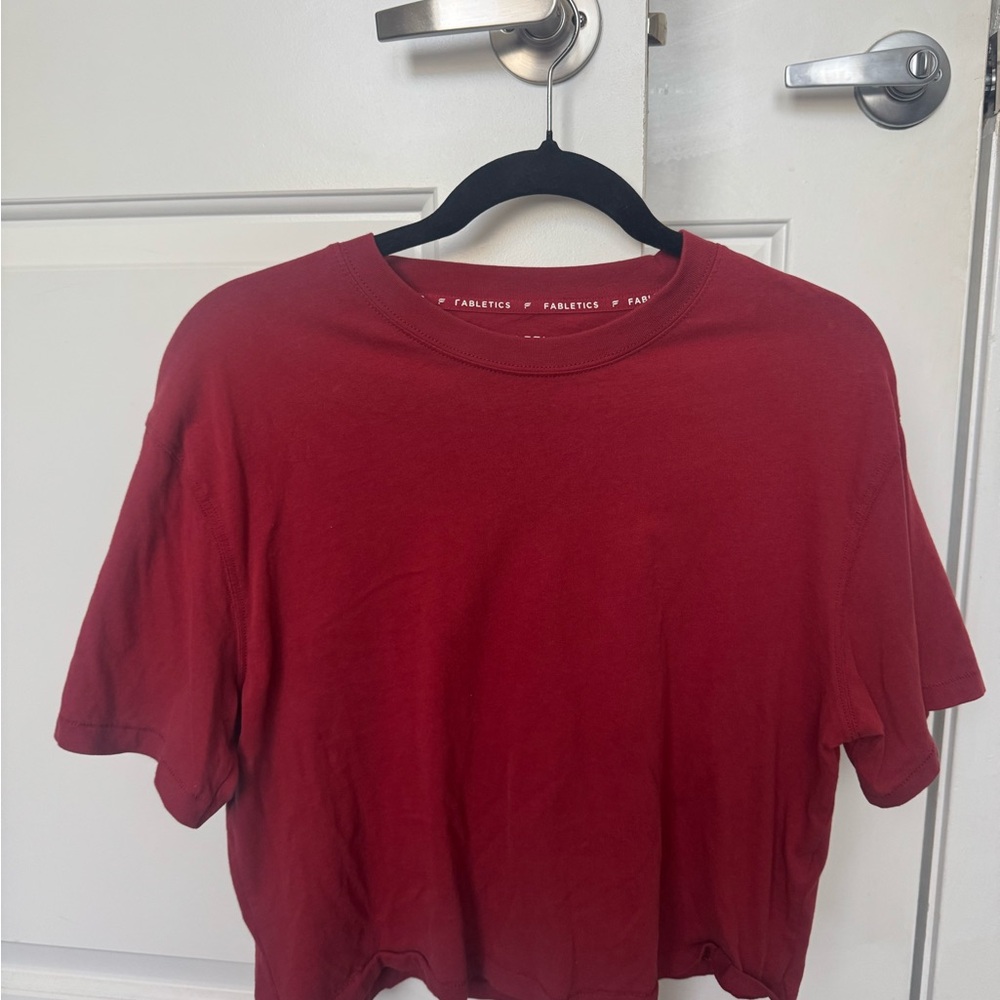 Fabletics Deep Red Crew Neck Tee